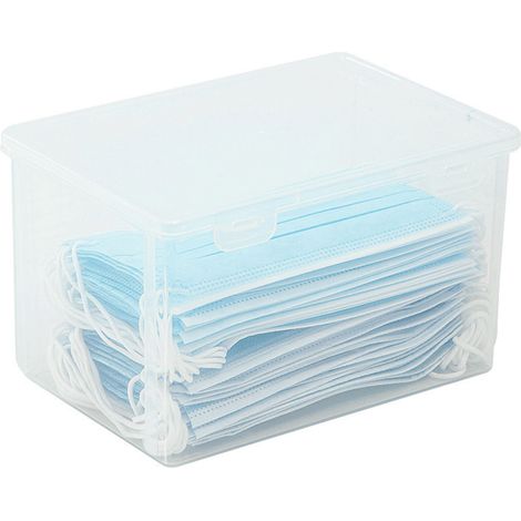 Boîte de rangement transparente en plastique, grande capacité, coffre de stockage clair pour maison, dortoir, bureau, taille L (21,5x14x10 cm) (1/5)