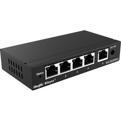 Ruijie Networks RG-ES205GC switch di rete Gestito L2 Gigabit Ethernet (10/100/1000) Nero (1/4)