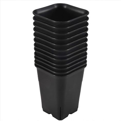 12 pièces lot noir carré plastique pot de fleurs (1/5)