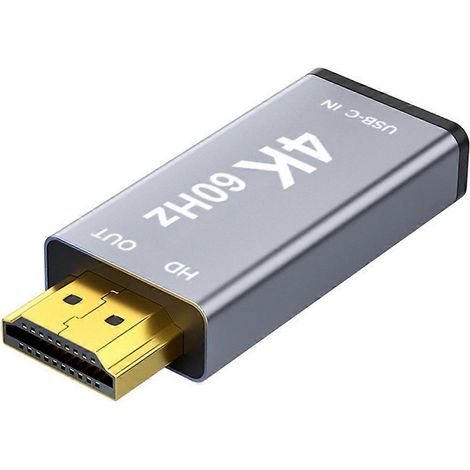 Adaptateur USB-C femelle vers HDMI mâle compatible HD 4K à 60 Hz pour la duplication d'écran entre un téléphone portable et un moniteur