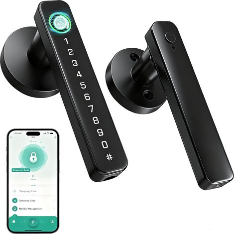 5 in 1 Smart Door Lock with Fingerprint, APP Remote Control, IC Card, Code, Key, Fingerprint Smart Lock for Home, Apartment, Office, Hotel (Circular) (1/5)