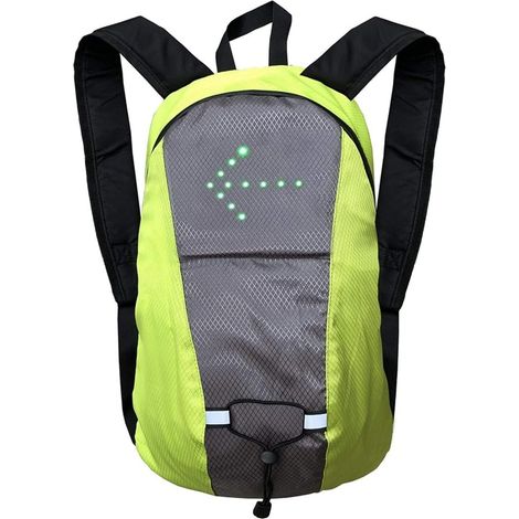 Mochila reflectante para bicicleta de 15 litros con luz LED, batería recargable USB de 500 mAh, bolsa de seguridad para ciclismo y running, color verde. (1/5)