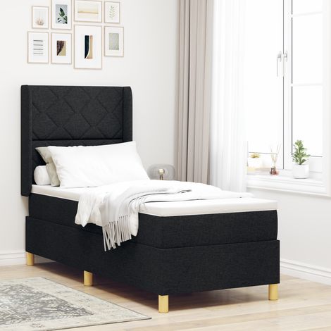 Boxspringbett mit Matratze Schwarz 80 x 200 cm Stoff vidaXL (1/5)