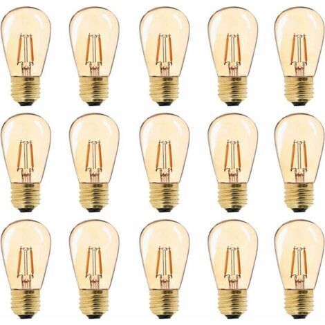 LED-Vintage-Glühbirne E27, ST45, einfach zu montieren, 1 W = 10 W Glühlampe, superwarmweiß 2200 K, E27-Sockel, Nachttischlampe, goldfarbenes Glas, nicht dimmbar, 15er-Pack [Energieklasse G] (1/5)