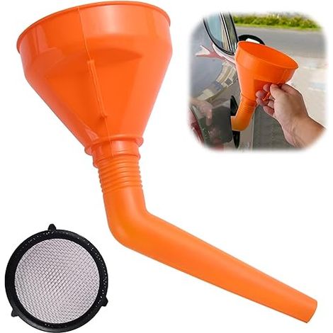 Trichter mit Schlauch, Universal Einfülltrichter 1,2 Liter, Trichter mit Sieb Abnehmbarer, öltrichter schnelle Filtration (1/5)
