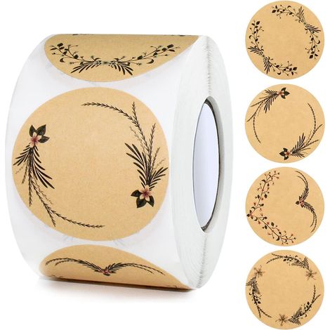 500 Pcs (brun)Étiquettes Autocollantes Kraft Rondes Étiquettes à Confiture de 5 cm Étiquettes Adhésives Autocollant Papier Kraft Pour Les Cadeaux Enveloppe Baking Épices Étiquette Bocaux