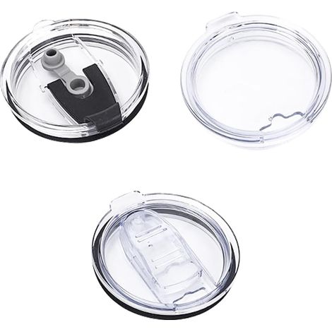 3-Piece Travel Cup Lids, 20 oz, Replacement Lids, Clear Plastic, Spill-Proof, Leak-Proof, Durable, Reusable for Travel Mugs (1/5)