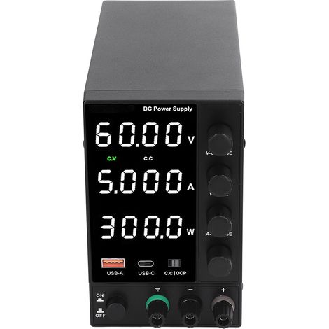 Alimentation CC DPS305U : réglage précis et variable de l’encodeur (grossier/fin), faible bruit, 0-30 V, 0-5 A, prise UE, 230 V CA. (1/5)