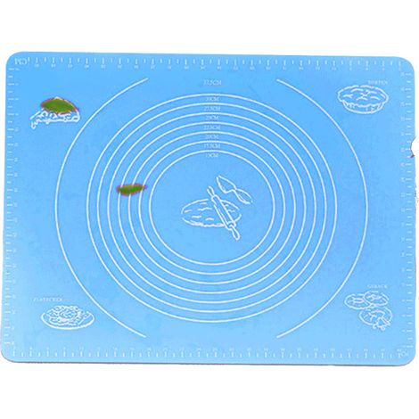Dicke, antihaftbeschichtete Silikon-Backmatte mit Markierungen für Gebäck, Pizza und Kekse – Blau (1/5)