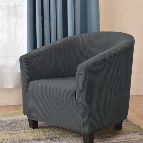 Extensible Housse de Fauteuil Chesterfield Jacquard Couleur Unie 1 Place Housse de Canapé Salon Club Facile à Installer et à Laver Couverture de Fauteuil(Gris Foncé) (1/5)