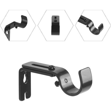 4 Pcs Support Mural Réglable Pour Tringle À Rideau Fixations En Acier Inoxydable Pour Barre À Rideaux Accessoire Noir En Métal Maison Chambre (1/5)