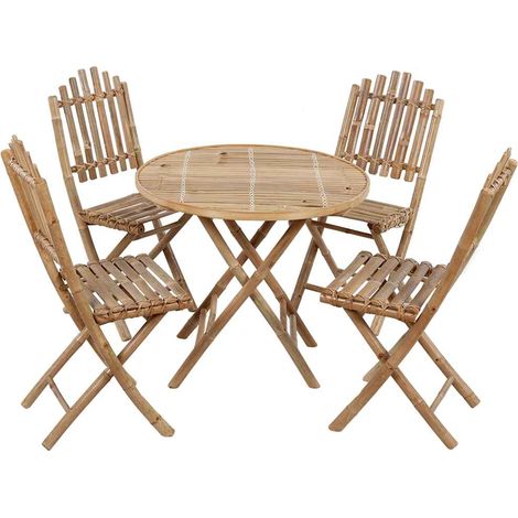 Maison Exclusive - 5-tlg. Garten-Essgruppe mit Kissen Klappbar Ba (1/5)