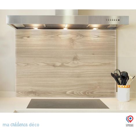 Fond de hotte : Bois japonnais - Verre trempé - 90 cm - 60 cm (1/5)