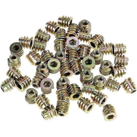 50 écrous à insert fileté M48mm, écrous à insert en alliage de zinc, écrous hexagonaux. (1/5)