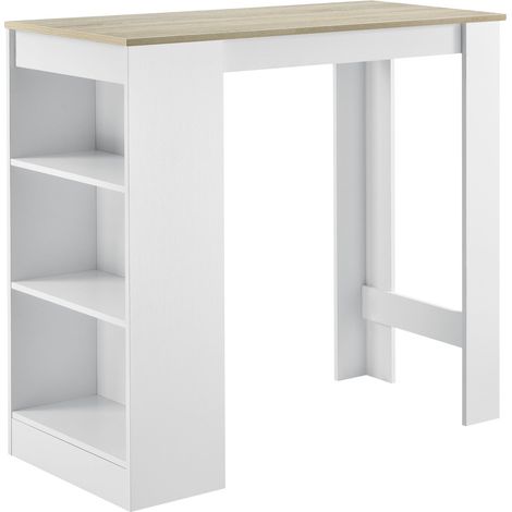 Mesa alta de bar con contenedor mesa bistro 110 cm blanco y roble 030006188