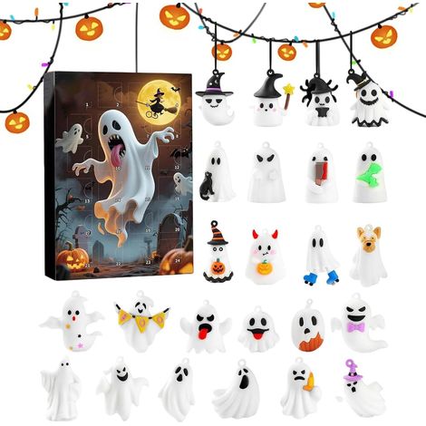 Calendrier De L'Avent Halloween 24 Figurines Gnomes Festifs à Collectionner Figurine Fantôme Calendrier De L'Avent Halloween Pour Maison, Chambre, Cuisine, Hommes, Femmes (1/5)