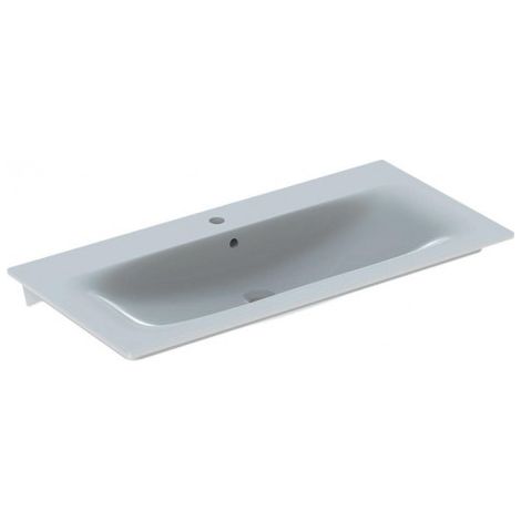 GE Renova Plan meuble lavabo, 100x48cm avec robinetterie, avec vidange, blanc