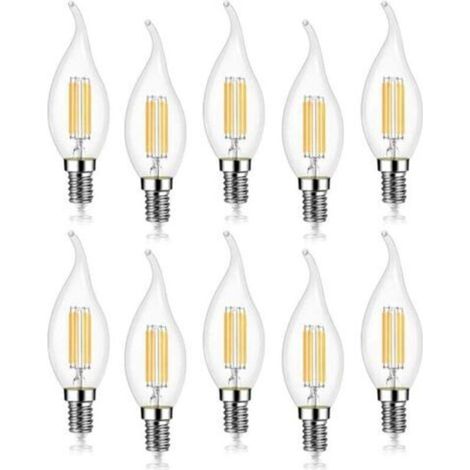 Lot de 10 ampoules LED 4W E14 470LM effet flamme bougie blanc froid 6000K, non dimmables, angle de diffusion de 360° (1/4)