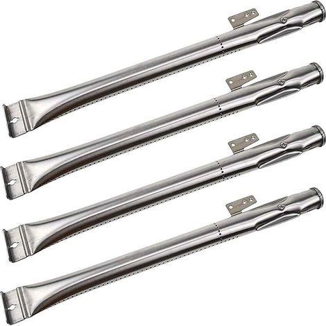 Lot de 4 tubes de brûleur en acier inoxydable, tubes de rechange argentés, compatibles avec les barbecues Nexgrill, BBQ Pro, Members Mark, Kenmore, Backyard et autres marques. (1/4)