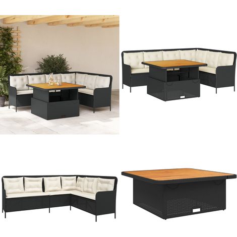 vidaXL 2-tlg. Garten-Sofagarnitur mit Auflagen Schwarz Poly Rattan (1/5)