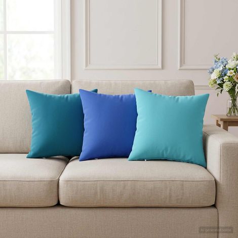 Housse de coussin 2 pcs HEERLEN Bleu clair 35 x 35 cm Polyester (1/5)
