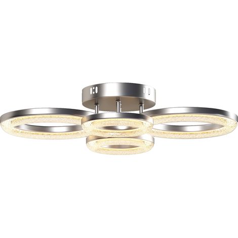 Modern 4-Ring LED Ceiling Light with Wall Switch, 40W 4350lm Flush Mount, Adjustable 3500K/4500K/6000K for Living Room and Bedroom (1/5)