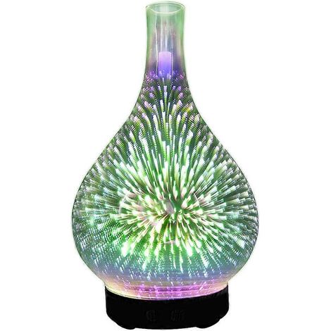 3D firework glass USB humidificateur air 7 couleur LED veilleuse arôme huile diffuseur frais brume maker noir prise UE (1/5)