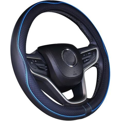 1 Housse De Volant En Cuir Microfibre 37-38cm, Antidérapante, Confortable, Pour Voiture (1/4)