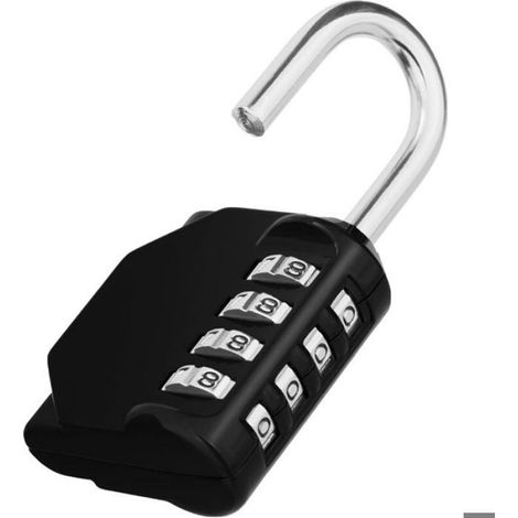 Cadenas - Code 4 Chiffres - Pour Casiers Vestiaires Portails - Métal Noir - 1 Pièce (1/4)