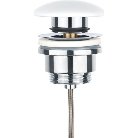 Bonde de Lavabo - Bouchon Pop-up en Céramique Blanche et Corps en Cuivre - Pour Lavabo Céramique - Ø44 à 46 mm - 1 Pièce (1/4)