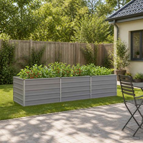 Jardin surélevé Gris 240 x 80 x 55 cm acier laminé à froid (1/5)