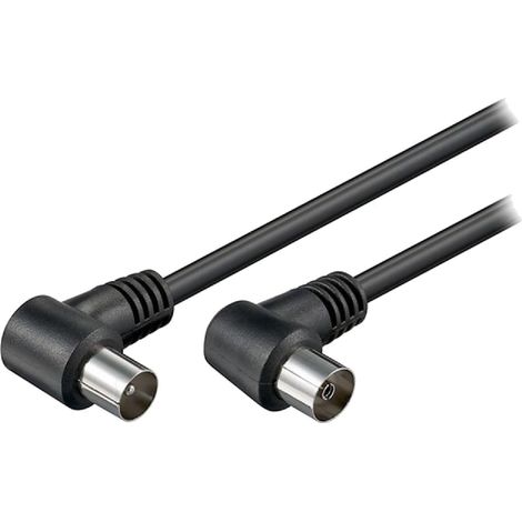 Câble coaxial M/F 1.5m – Coude noir – Blindage double – Impédance 75Ω – Pour antenne TV et satellite – Goobay (1/2)