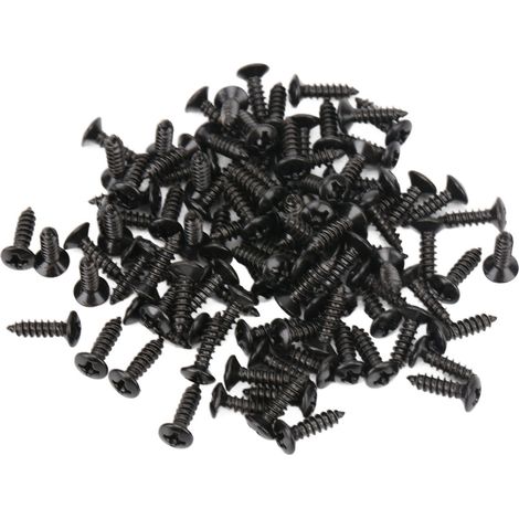 100 vis de fixation pour pickguard guitare, métal noir, plaque de protection, visserie électrique basse, accessoires luthier, lot de 100 pièces (1/5)