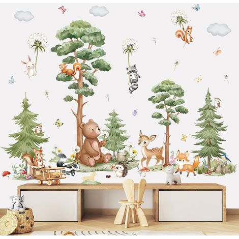 Stickers Muraux Animaux Forêt Arbre Grand Autocollant Muraux Ours (1/5)