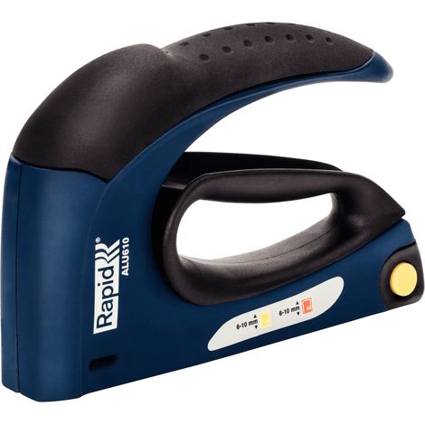 RAPID - ALU610 - Agrafeuse manuelle, pour agrafes n°53/4-10mm - 13/4-10mm, pose panneaux de bois fin, isolants, bâches plastiques - Application à 360° avec poignée inversée - Blister - (40107318) (1/5)