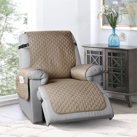QAZQA Housse Fauteuil Relax Circus, Protection rembourrée 1 Places, Housse Matelasse Réversible, Couleur Kaki-86x78.5inch (1/5)