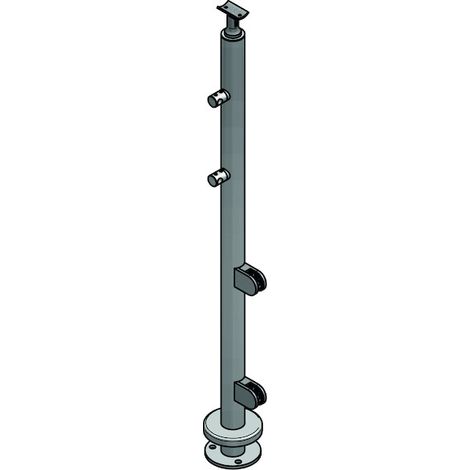Poteau de garde corps au sol support pour lisse - Hauteur : 1024 mm - Diamètre : 42.4 mm - inox 304 - CROSO