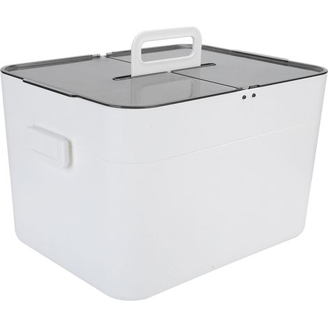 Boîte de rangement double couche grand format pour bureau, compartiments en plastique blanc, étanche à la poussière, armoire à pharmacie (1/5)