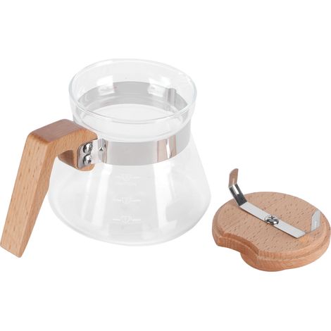 Théière/Cafetière en verre de 400 ml avec poignée en bois, accessoire de cuisine (1/5)