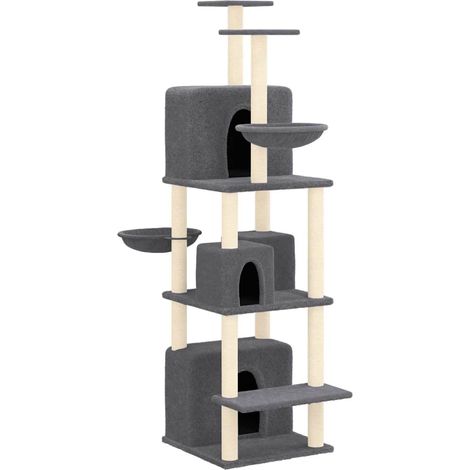 vidaXL Rascador para gatos con postes de sisal gris oscuro 180 cm (1/2)