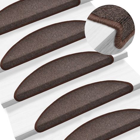 Tappetini per scale 15 pezzi Marrone caffè 56 x 17 x 3 cm DEC023548