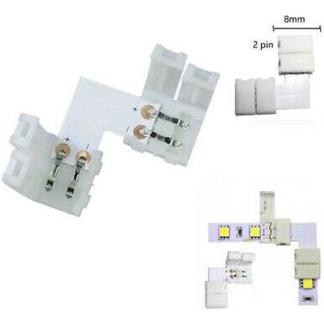 Connecteur Clip 2 Broches Pour Bande Led 12v Angle 90° Courbe En Forme De L