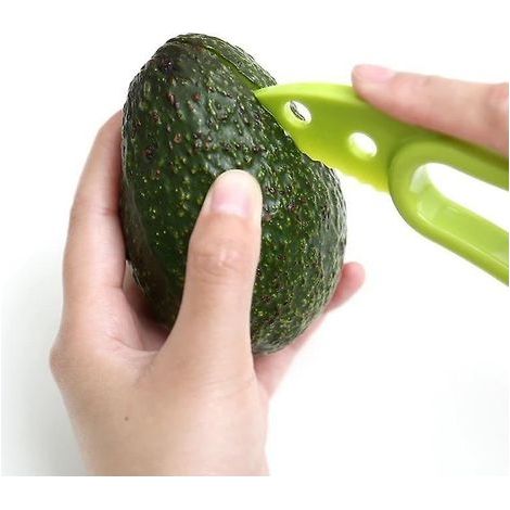 Cortador de aguacate 3 en 1, pelador de manteca de karité, pelador de frutas, cortador, separador de pulpa de fruta, ayudante de cocina de plástico (1/4)