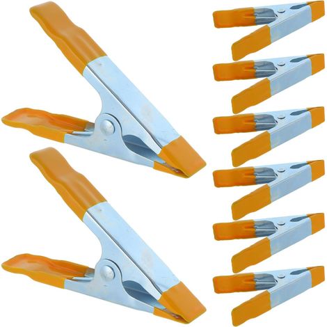 Serre-joint à ressort Healeved en 8 pièces pour le travail du bois, métal avec revêtement plastique.