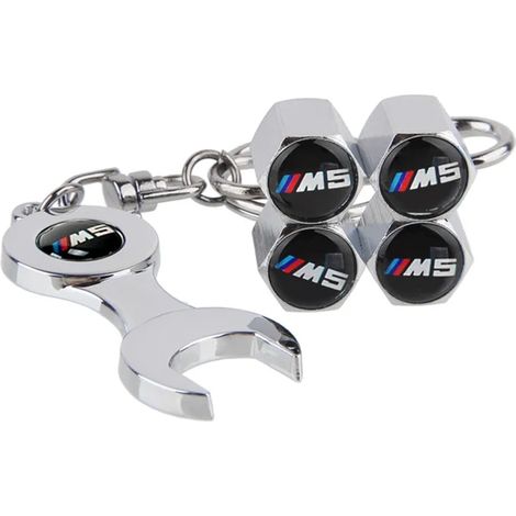 (M5 Argent) 4 bouchons de valve de pneu de voiture avec protection d'air, compatibles avec X1 X2 X3 X4 X5 X6 X7 E84 F48 F39 E83 F25 G01 F26 G02 E53 F70 F15 (1/5)