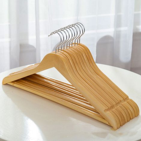 Porte-vêtements en Bois Anti-Glisse avec Rotation à 360°, Cintres pour Costumes Maison 44,5 cm - Lot de 10