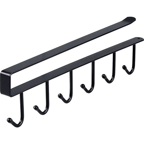 Set mit 2 Haken zur Aufbewahrung von Tassen, Schränken, Küchenutensilien, Krawatten, Gürteln und Schals, Hängeregal, Haken unter dem Schrank (schwarz)