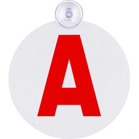 Adesivo A Young Driver A con Ventosa Rifrangente Ø15 cm - Segnaletica Notturna di Sicurezza - Riutilizzabile per Carrozzeria - PVC Rigido - Rosso (1/5)
