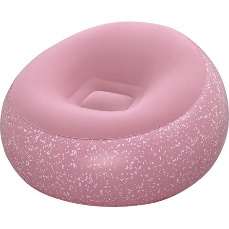 TrAdE Shop Traesio - Poltrona Pouf Gonfiabile 112x112x66cm Superficie Vellutata Design Macchiettato Casa Giardino - Rosa (1/5)