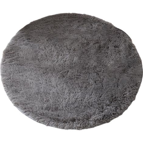 Tapis Rond en Peluche de Soie, Antidérapant, pour Salon, Chambre, Tapis Yoga ou Chaise Suspendue (1/4)